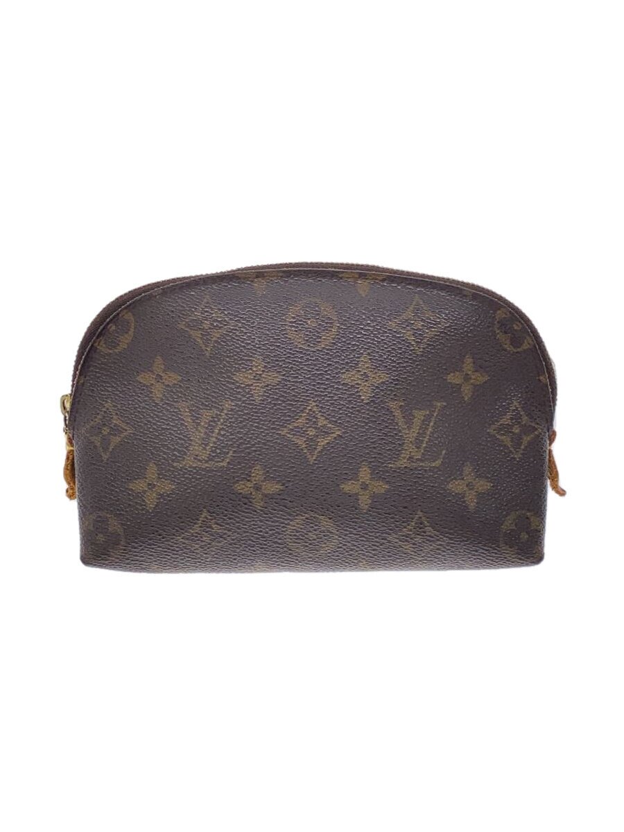 【中古】LOUIS VUITTON◆ポシェット・コスメティックPM_モノグラム・帆布_BRW/PVC/赤銅色【御徒面子】