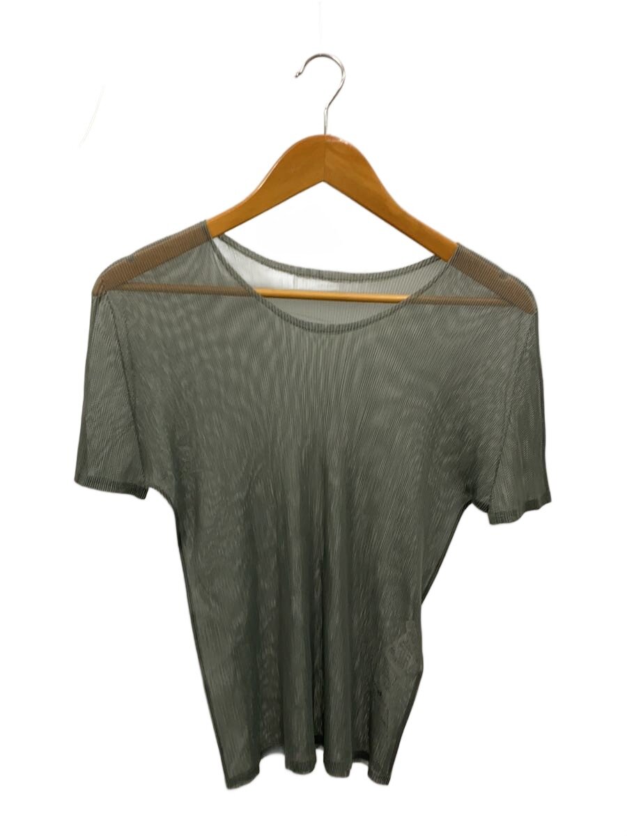 【中古】PLEATS PLEASE ISSEY MIYAKE◆メッシュ筋目半袖カットソー/3/ポリエステル/KHK/fk522//【レディース御召しもの】