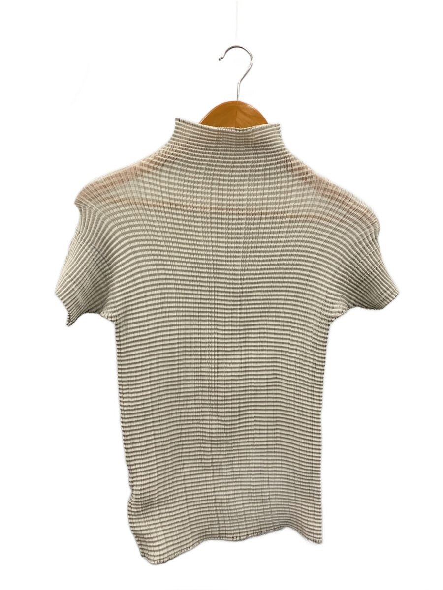 【中古】ISSEY MIYAKE◆ハイネック/ジャバラ半袖カットソー/M/ポリエステル/GRY/フィート104/? NULL ?【レディース御召しもの】