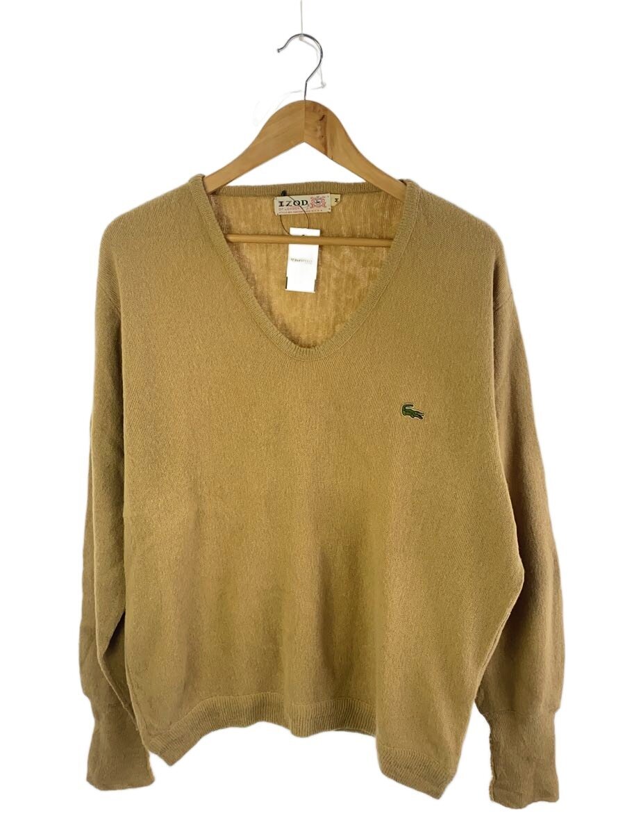 【中古】IZOD◆編み物・ティーシャツ(薄っぺら)/M/羊毛/CRM/無地【メンズウェア】