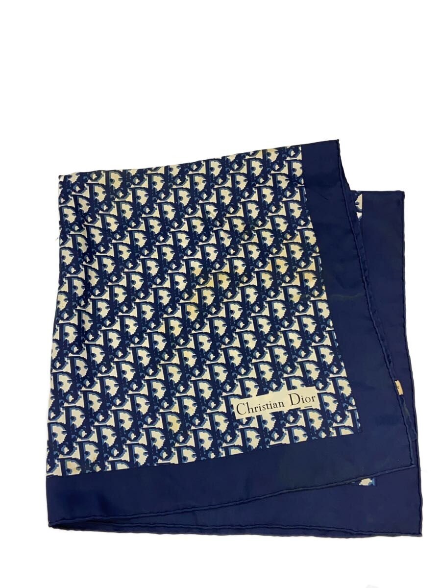【中古】Christian Dior◆えり巻き/地絹/BLU/総柄/レディース【服飾雑貨他】