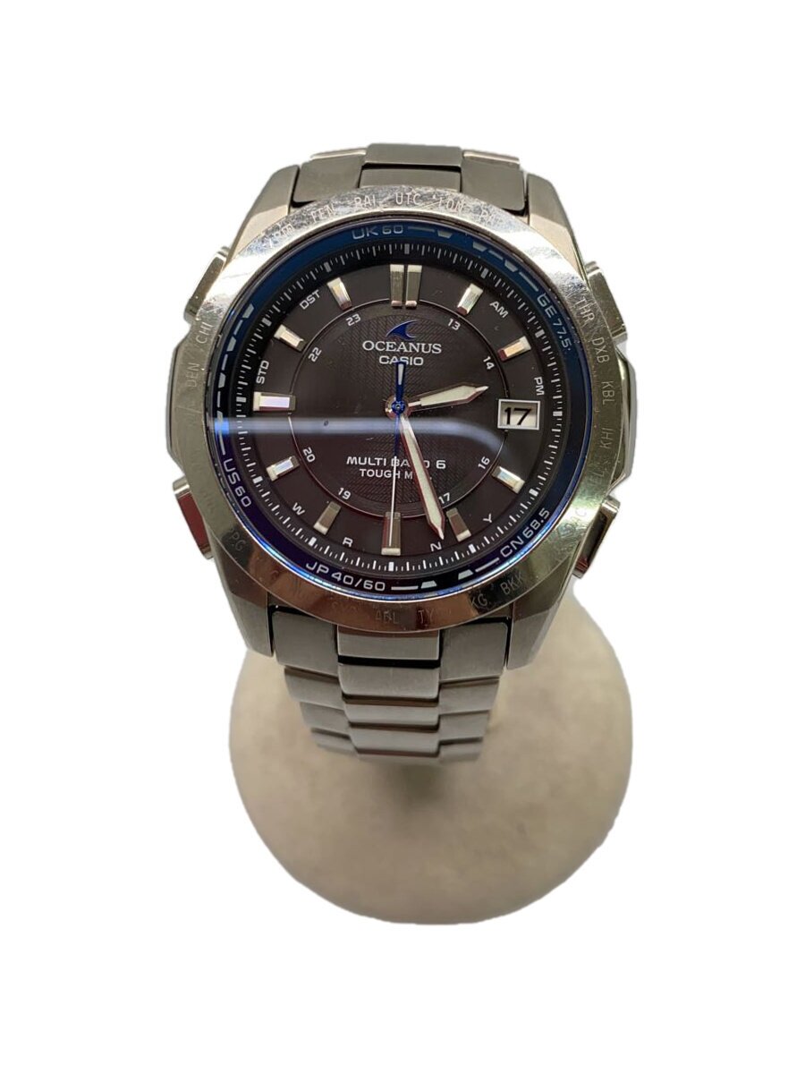 【中古】CASIO◆ソーラーウオッチ/アナログ/ステンレス鋼/黒いこと/しろがね色/0CW-T100【服飾雑貨他】