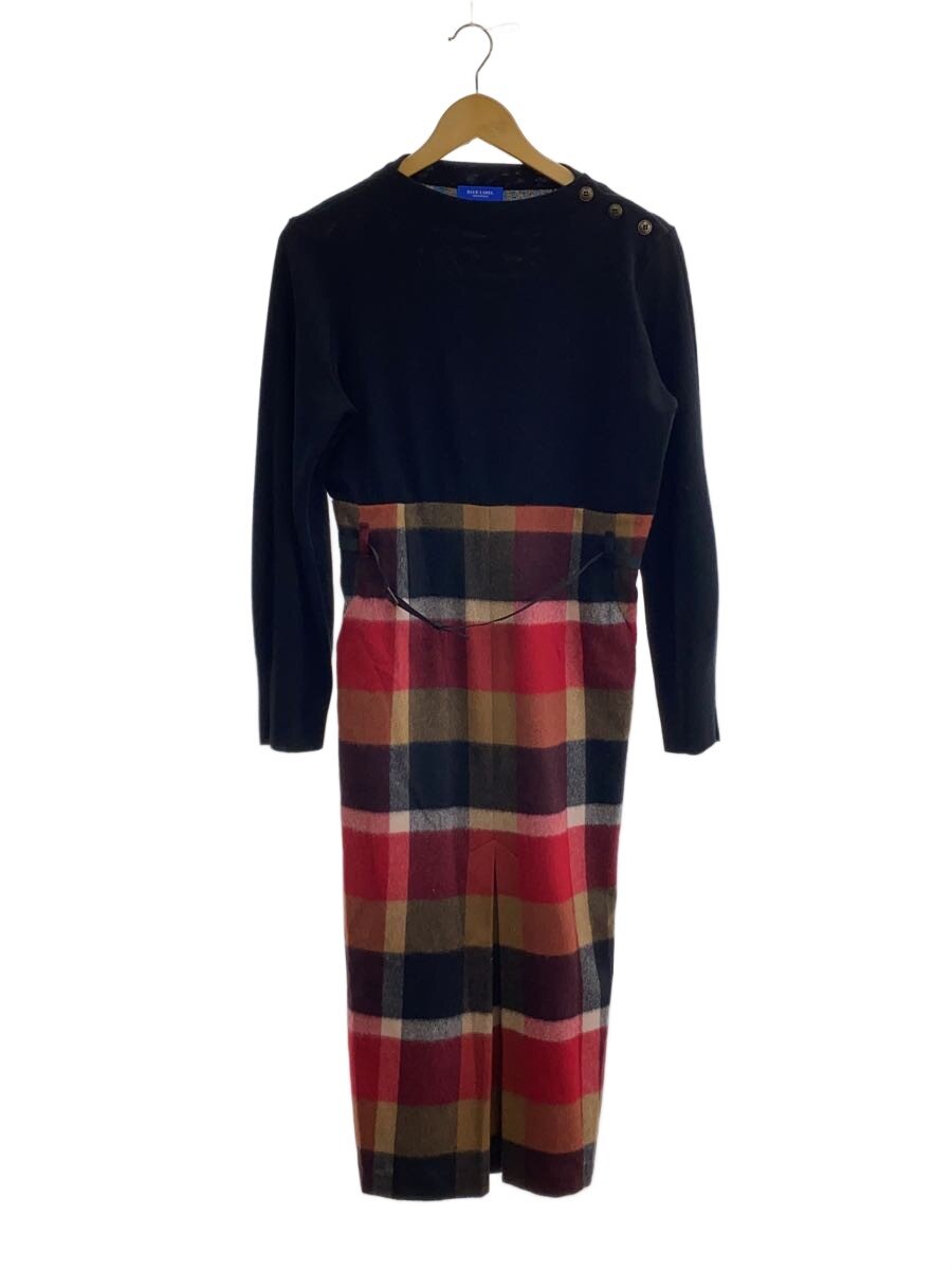 【中古】BLUE LABEL CRESTBRIDGE◆チェックブライト起毛コンビドレス/長袖ワンピース/40/ウール/BLK/55J09-455-16//【レディースウェア】｜2ｎｄ STREET 店