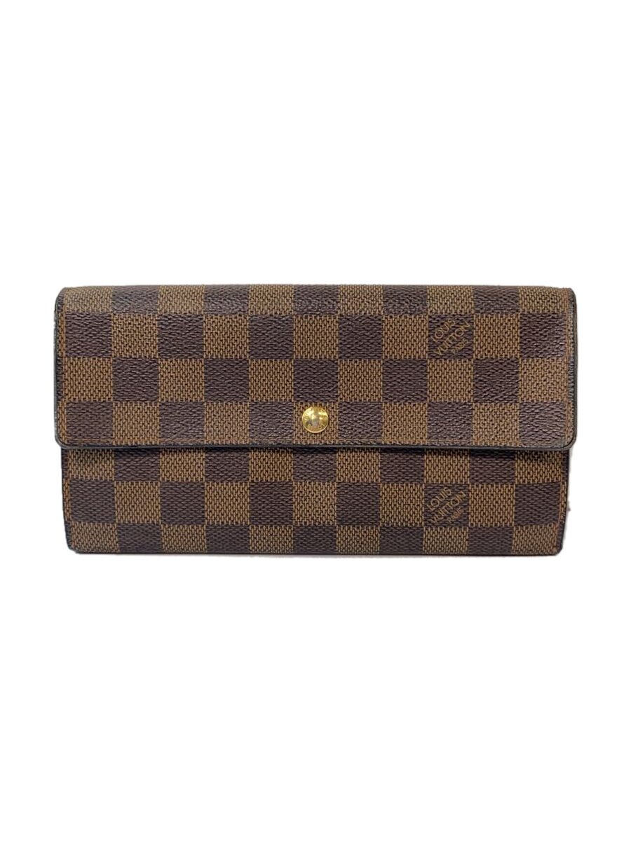 【中古】LOUIS VUITTON◆1)ポルト・フォイユ・サラ_ダミエ・エベヌ_BRW/PVC/BRW/レディース【服飾雑貨他】 バッグ・小物・ブランド雑貨-その他