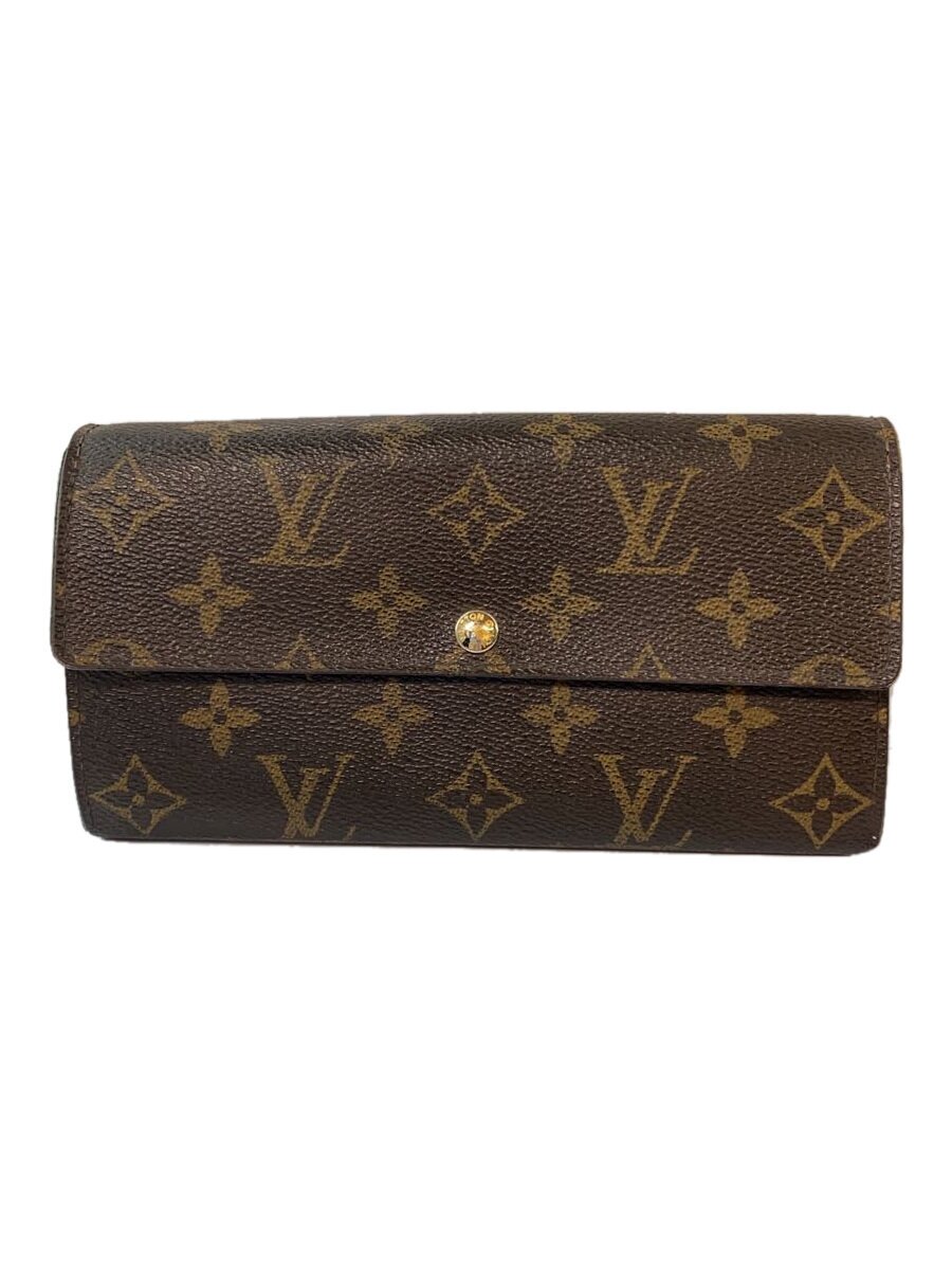 【中古】LOUIS VUITTON◆ポルト・フォイユ・サラ_モノグラム・フルリ_BRW/PVC/BRW/レディース【服飾雑貨他】