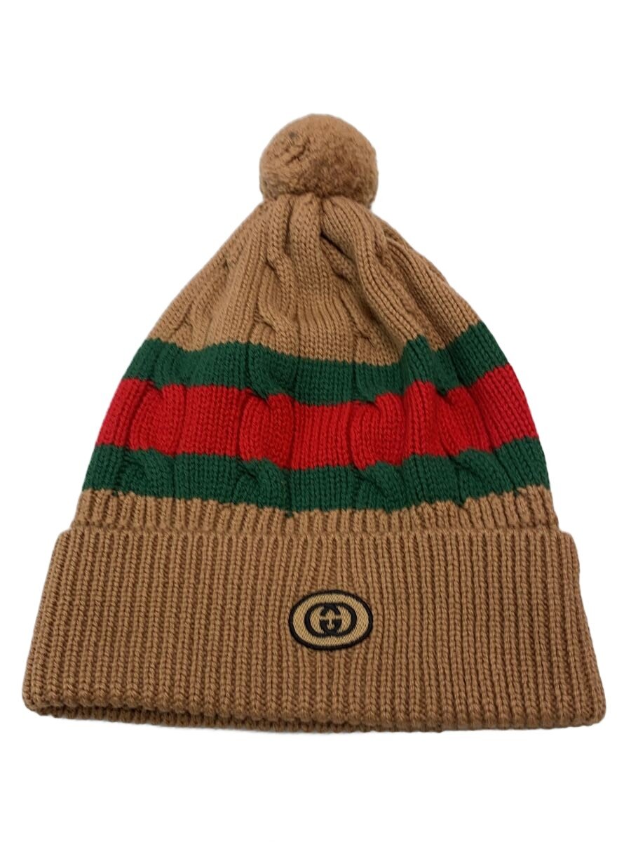 【中古】GUCCI◆シェリー酒生産ラインGGロゴニットキャップ/L/羊毛/BRW/メンズ/674064 4G206【服飾雑貨他】