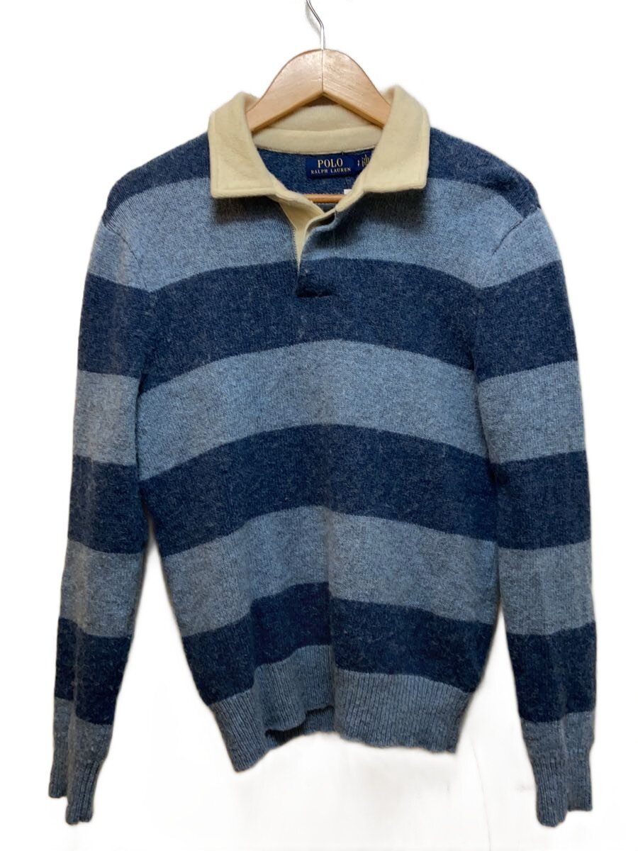 【中古】POLO RALPH LAUREN◆ニット・セーター(厚手)/S/ウール/BLU/ボーダー【メンズウェア】｜2ｎｄ STREET 店
