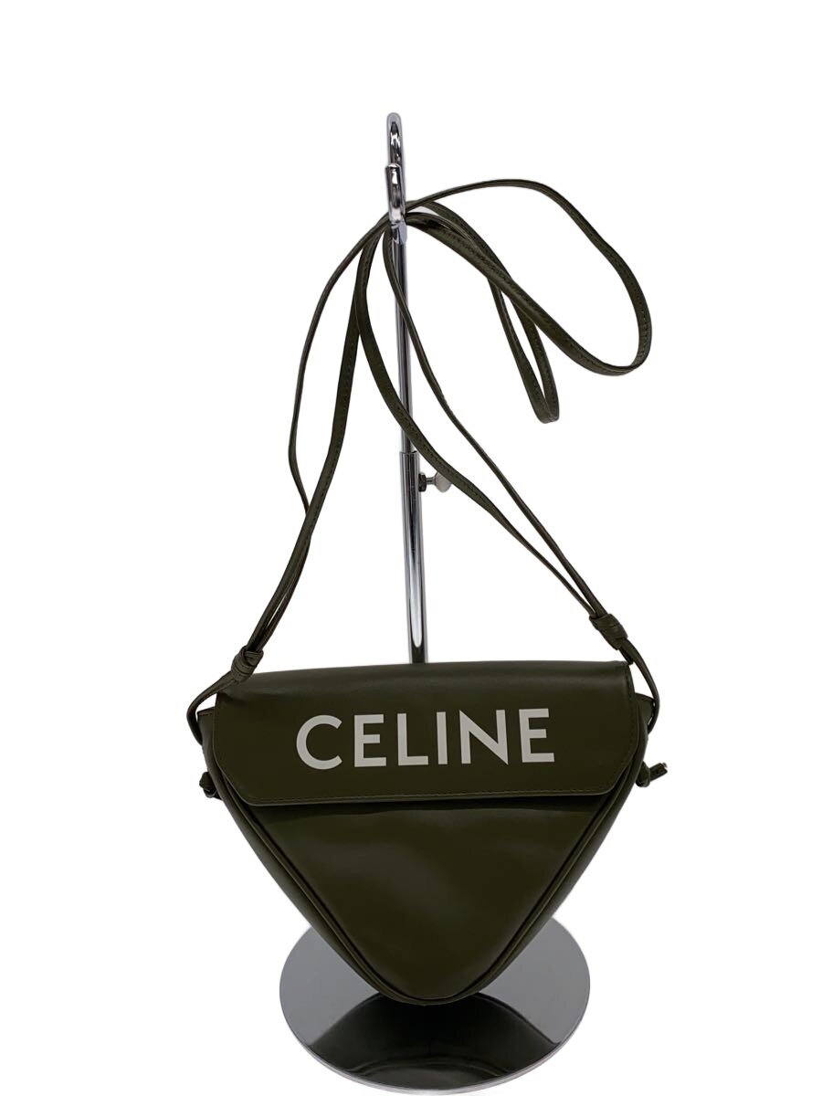 【中古】CELINE◆トライアングルバッグ/ショルダーバッグ/ポーチ/レザー/KHK/ロゴ【バッグ】|2nd STREET 店