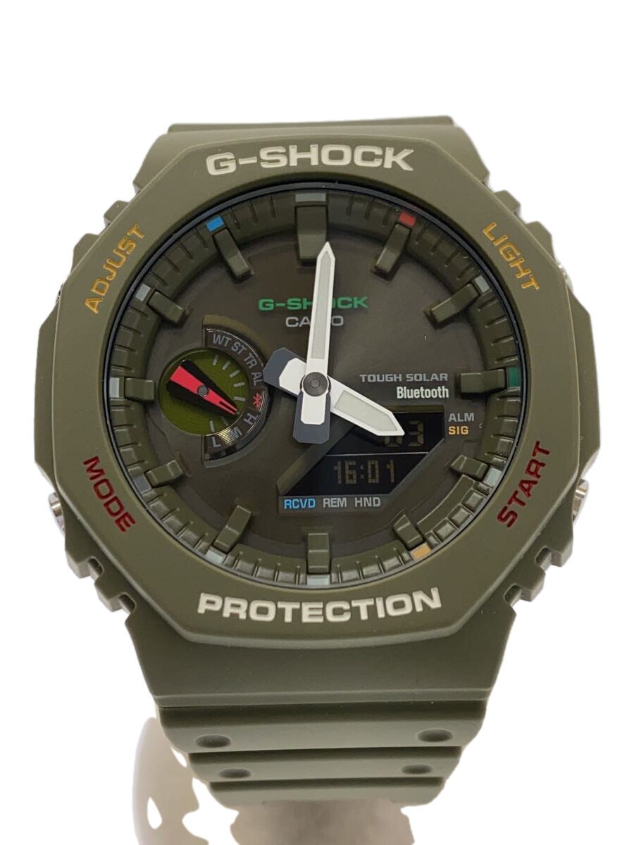 【中古】CASIO◆ソーラーウオッチ_G-SHOCK/アナログ/--/KHK/KHK【服飾雑貨他】