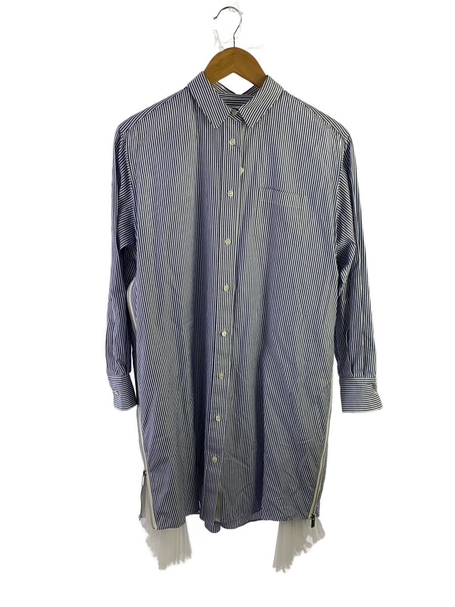 【中古】sacai◆長袖衣装/2/綿織物/BLU/縞模様/SCW-007/Cotton Poplin Dress//【レディース御召しもの】