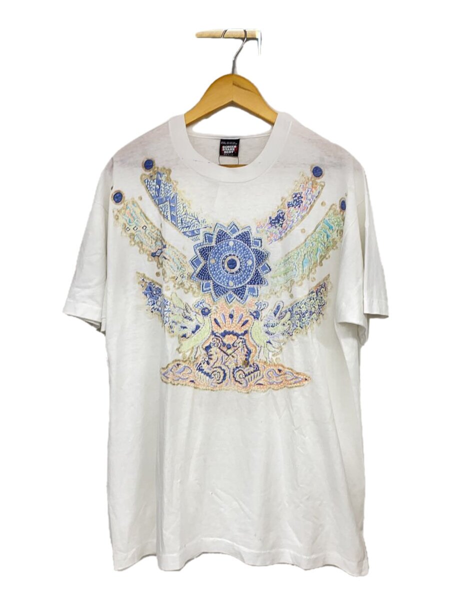【中古】SCREEN STARS◆80~90s/USA製/シングル編み目/ラメグラフィックプルオーバー/XXL/綿織物/WHT/ラメ【メンズウェア】