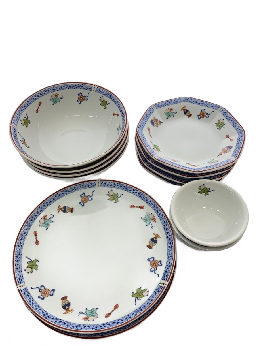 【中古】NARUMI◆中華仕掛ける/13点仕掛ける/お皿×3/ラーメン鉢×4/チャーハン八角皿×4/吸いもの椀×2【勝手もと設備】