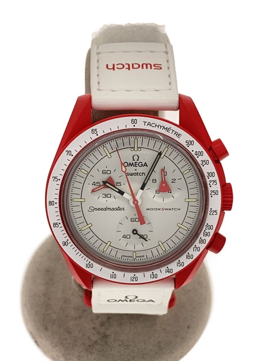 【中古】OMEGA◆OMEGA×SWATCH_ムーンスウォッチ_ミッショントゥザマーズ_QZ_CE/ナイロン_42粍/アナログ/W【服飾雑貨他】