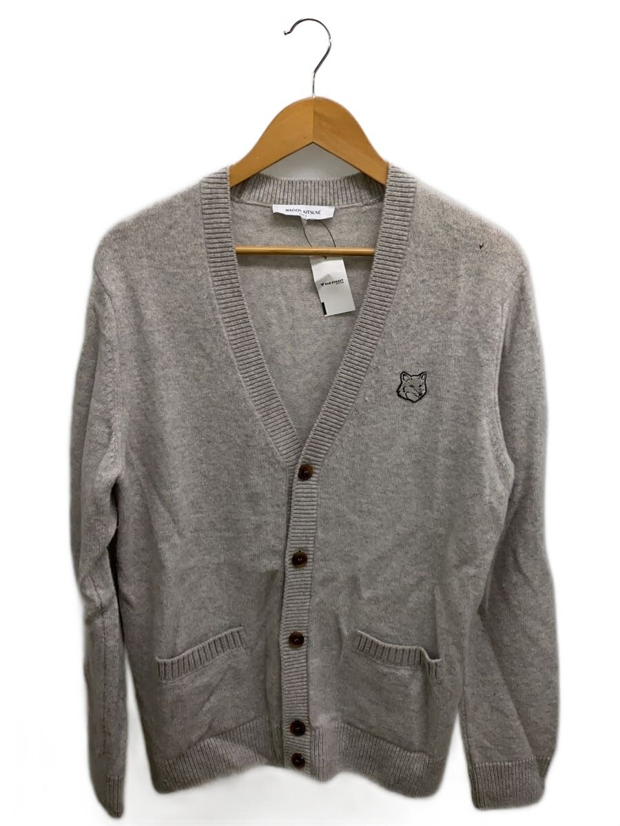 【中古】MAISON KITSUNE◆BOLD FOX HEAD PATCH REGULAR CARDIGAN/S/羊毛/GRY/NM00506KT1006//【メンズウェア】