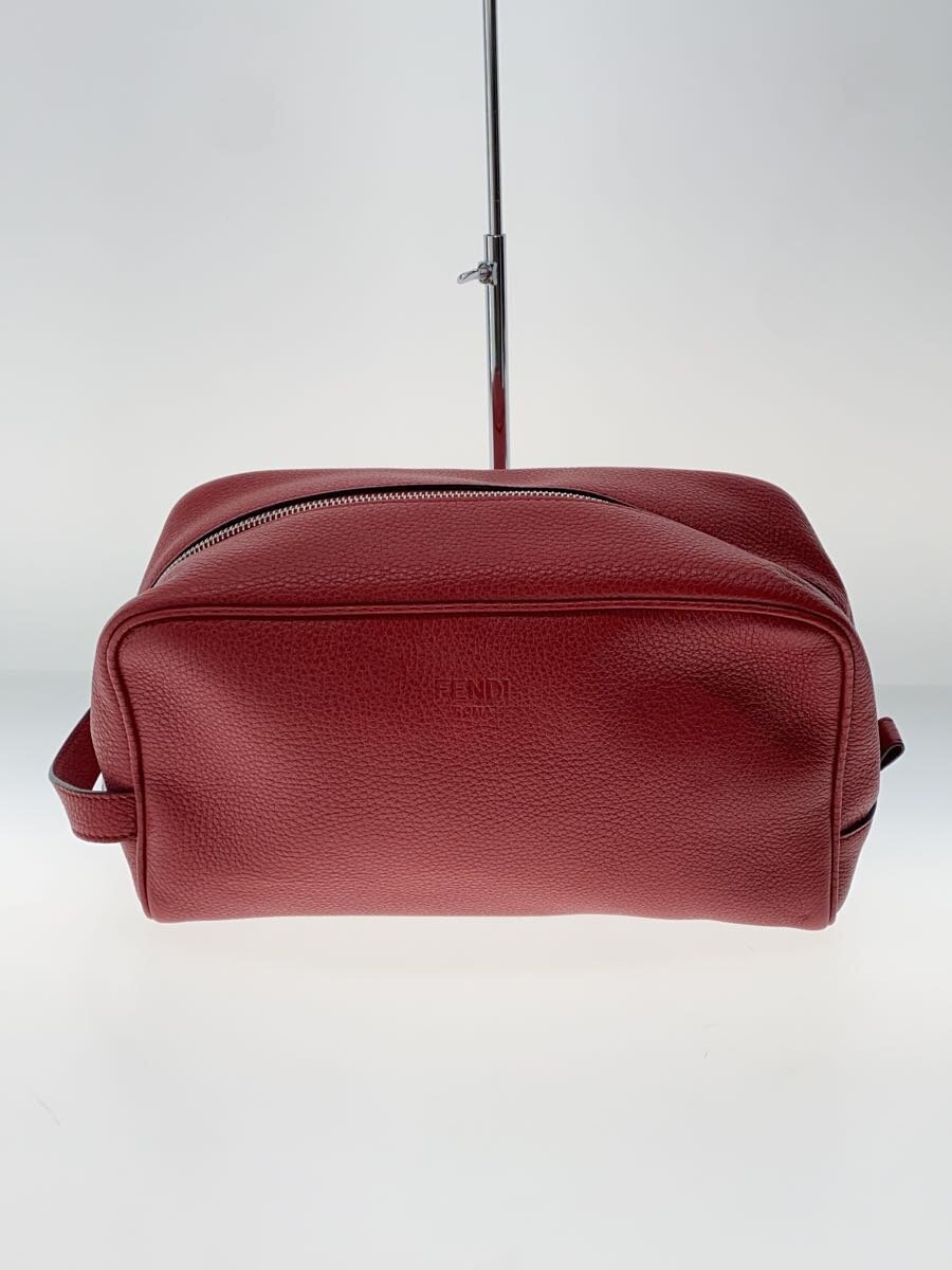 【中古】FENDI◆二番目御徒面子/なめし革/RED/無地/7AS378//【御徒面子】