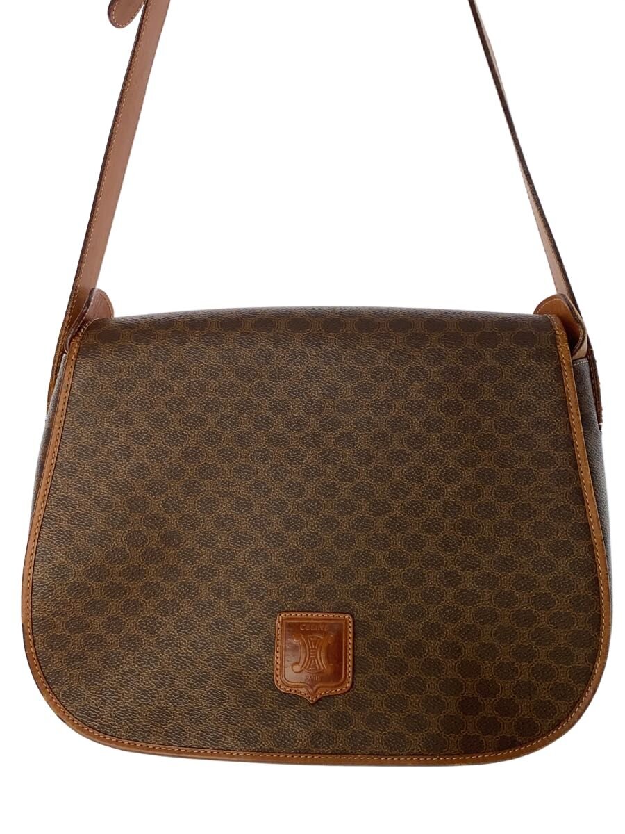 【中古】CELINE◆ショルダーバッグ/マカダム/赤銅色/総柄/JMB12/マカダム/曲がった掛け【御徒面子】
