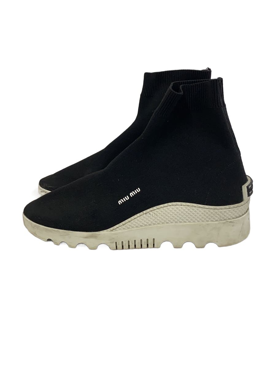 【中古】MIU MIU◆靴下スニーカー/ハイカットスニーカー/--/BLK【シューズ】