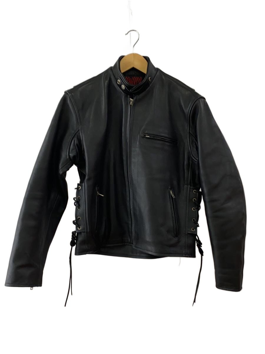 【中古】HEAVY FOR BIKERS//シングルライダースジャケット/36/牛皮/BLK/無地【メンズウェア】