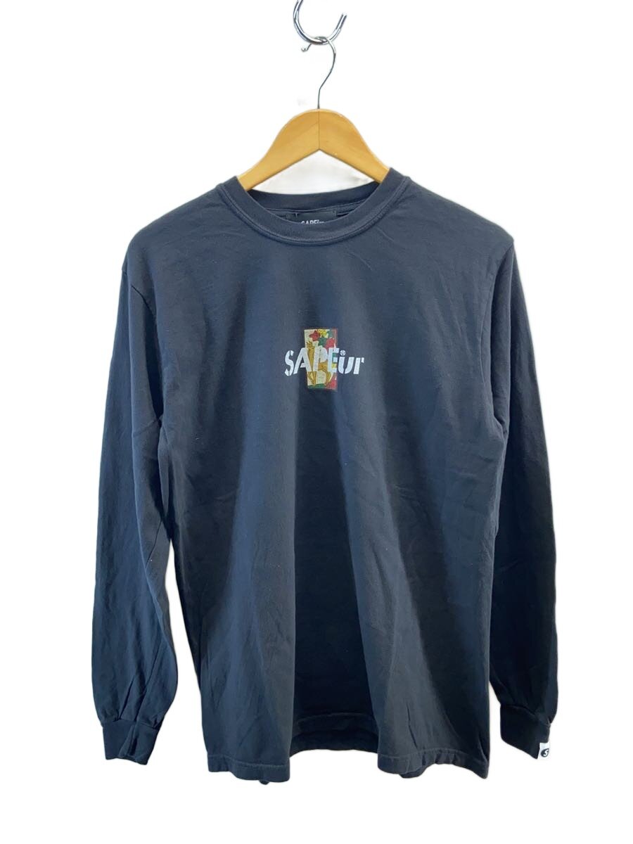 【中古】A Elegantes SAPEur◆HANAFUDA HEAD L/S TEE/長袖プルオーバー/M/綿織物/BLK/A0023-387【メンズウェア】