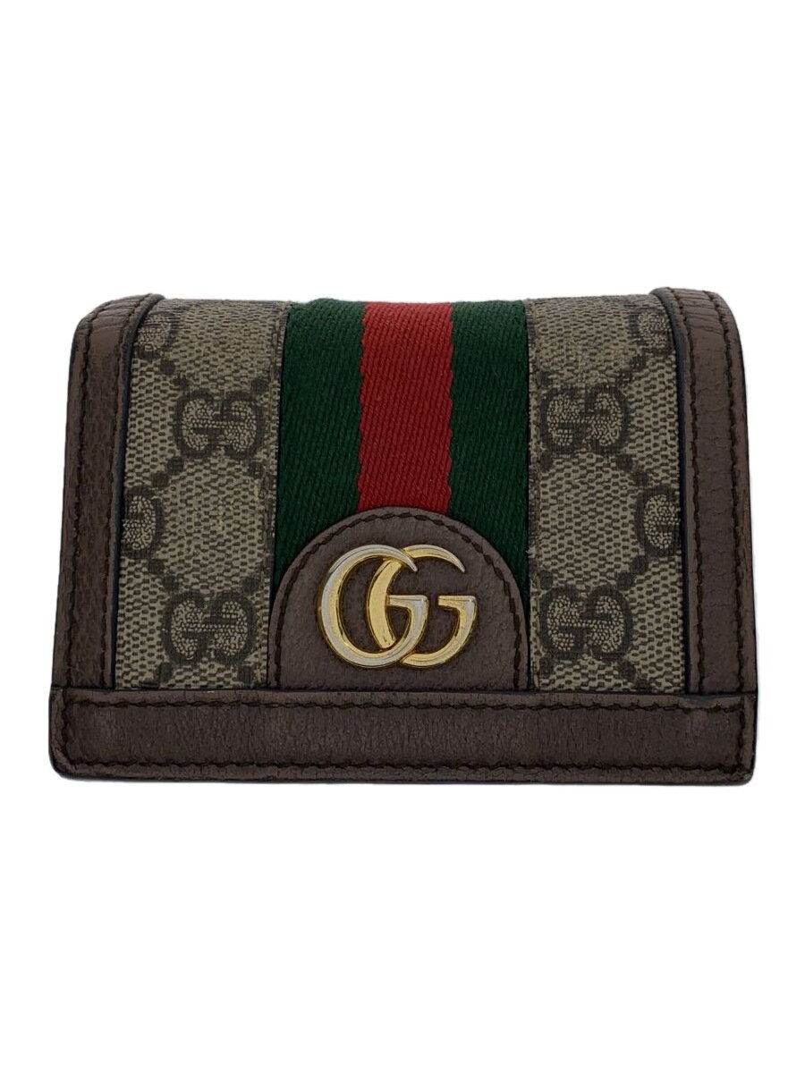【中古】GUCCI◆2ツ折サイフ_オフィディア_GGスプリーム/PVC/BEG/総柄/レディース//【服飾雑貨他】