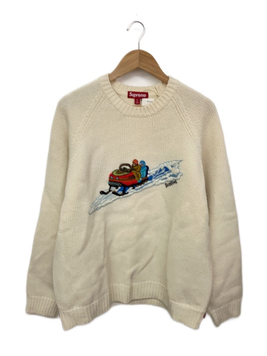 【中古】Supreme◆24AW/Snowmobile Sweater/スノーモービル刺繍ニット/XL/ウール/ホワイト/白//【メンズウェア】｜2ｎｄ STREET 店