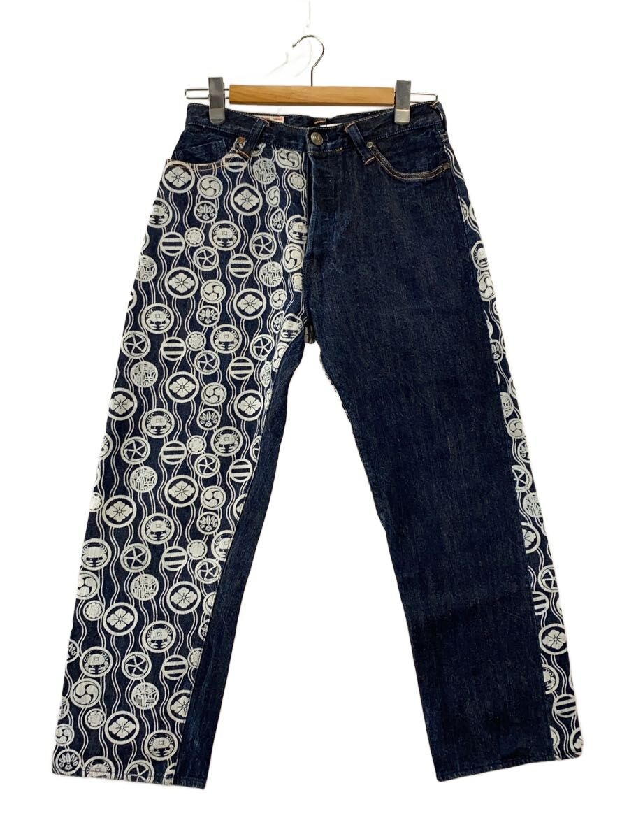 【中古】EVISU◆YAMANE/鴎/家紋/下つ方/30/ジーンズ/NVY/総柄/1926【メンズウェア】