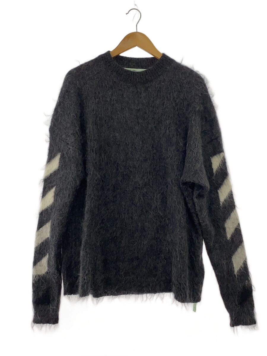 【中古】OFF-WHITE◆編み物・スウェーター(朦々たる)/S/モヘヤ/GRY/無地/OMHA036F18650005【メンズウェア】