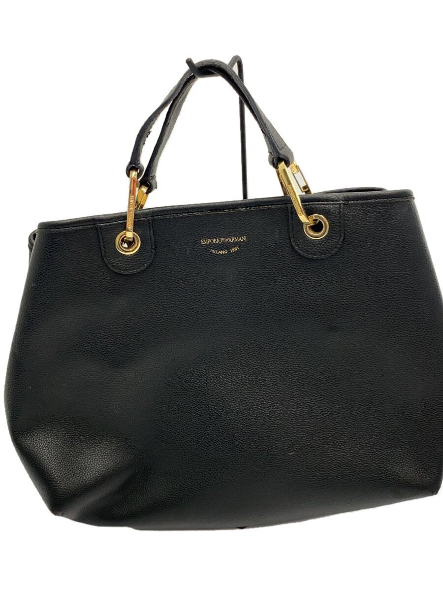 【中古】EMPORIO ARMANI◆トートバッグ/なめし革/BLK【御徒面子】
