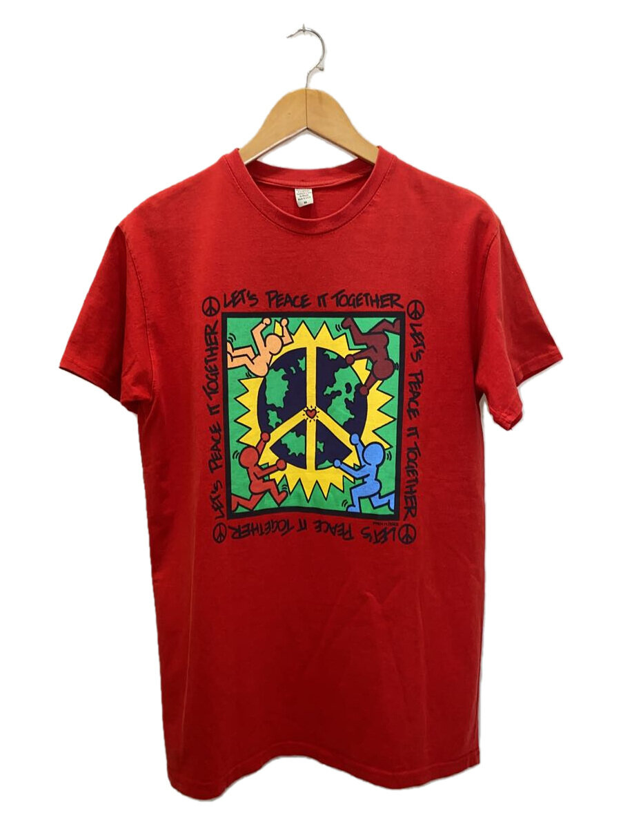 【中古】Keith Haring◆90s/プルオーバー/KAREN M.PEREZ/M/綿織物/RED/刷り上げる【メンズウェア】