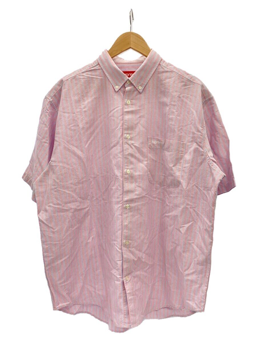 【中古】Supreme◆半袖プルオーバー/L/綿織物/PNK/縞模様//【メンズウェア】