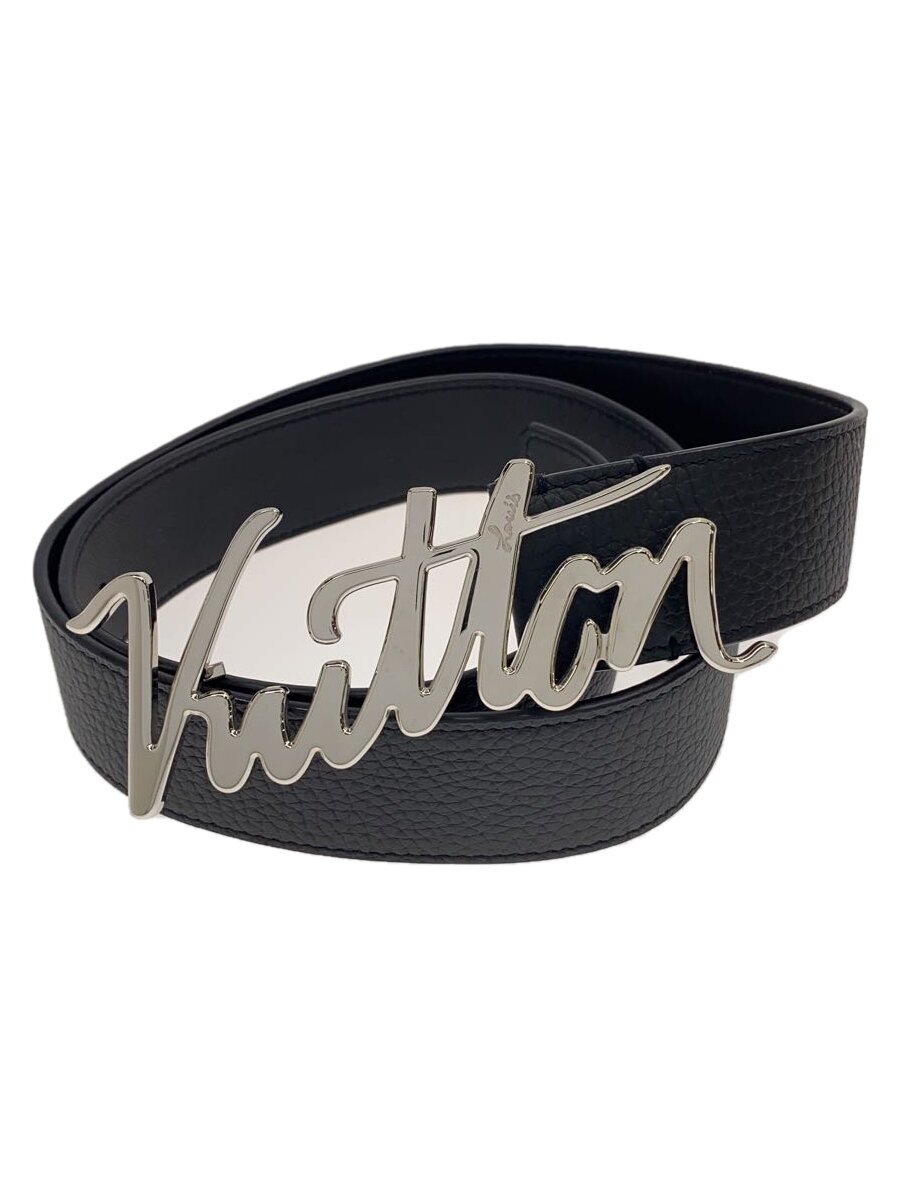 【中古】LOUIS VUITTON◆サンチュール・LVオートグラフ記録40MM_BLK/牛皮/BLK/無地/メンズ【服飾雑貨他】