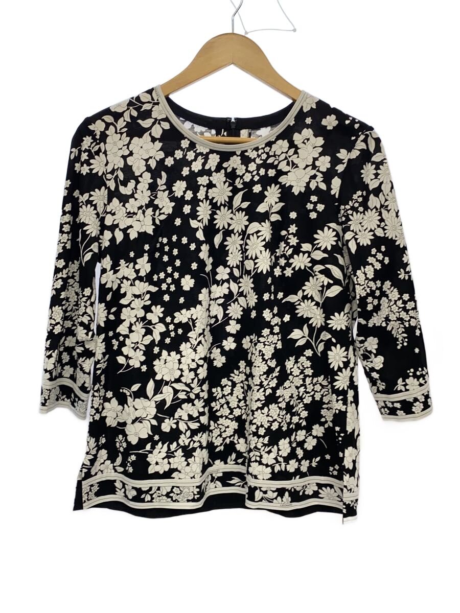 【中古】LEONARD◆７分袖カットソー/42/綿織物/BLK/花柄/0399101【レディース御召しもの】