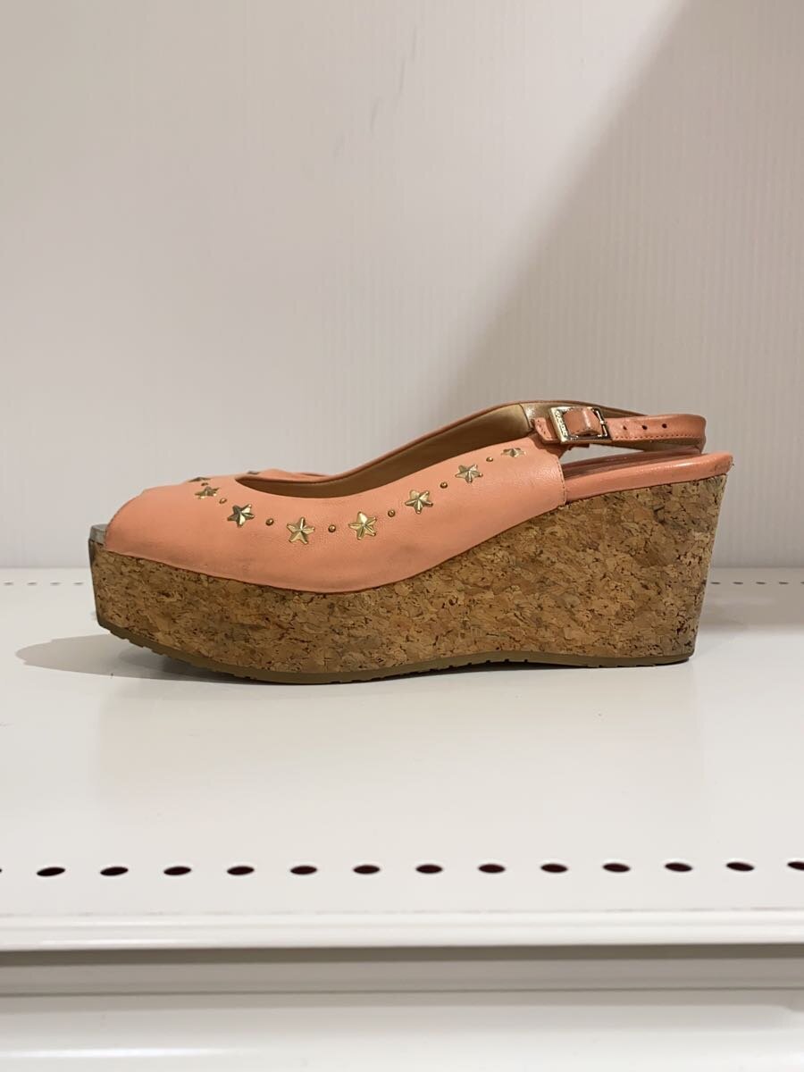 【中古】JIMMY CHOO◆ウェッジシューズ/星/サンダル/38/PNK/なめし革//【シューズ】