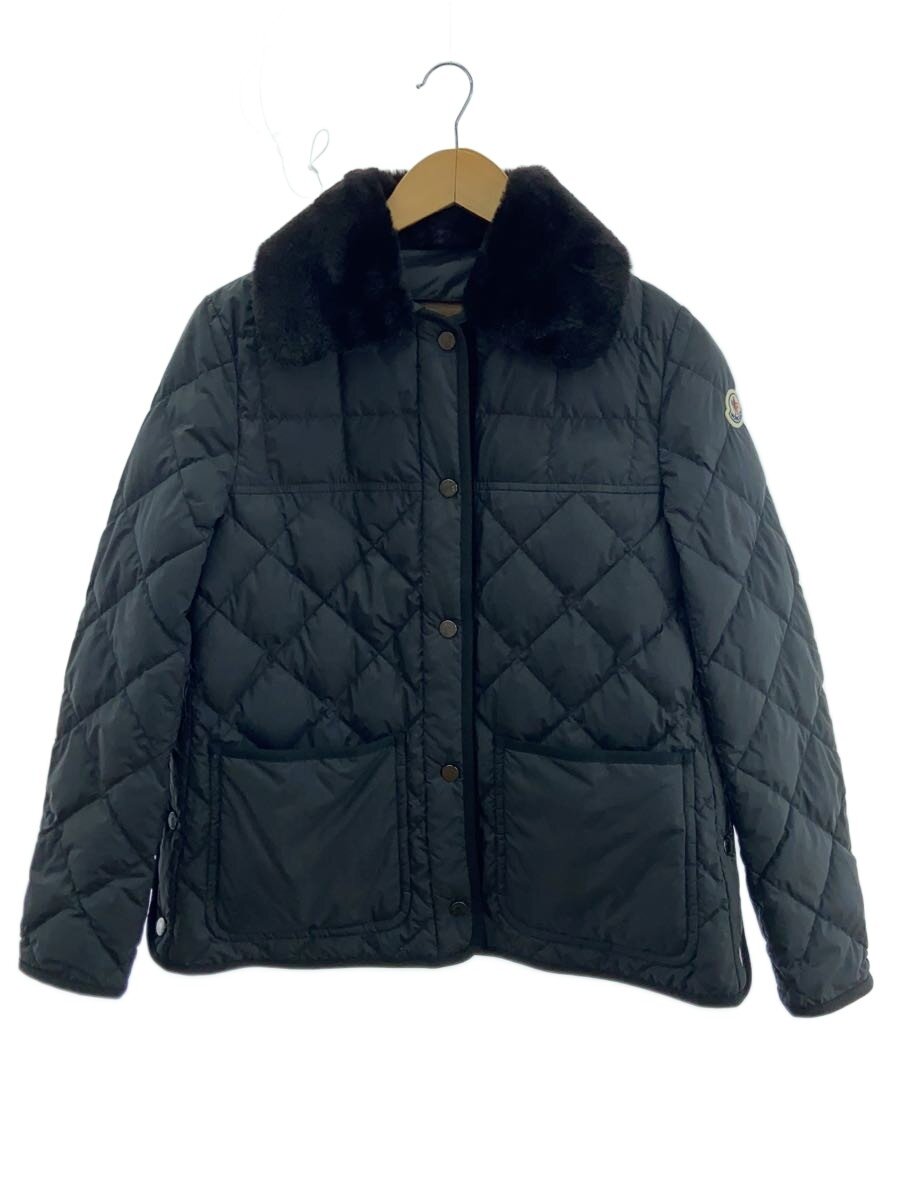 【中古】MONCLER◆落ち込む上衣/0/ポリエステル/BLK/無地【レディース御召しもの】
