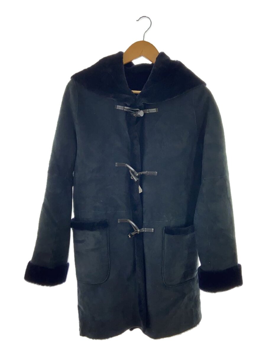 【中古】UNKNOWN◆ダッフルコート/8/羊革/BLK/イングランド製//【レディース御召しもの】