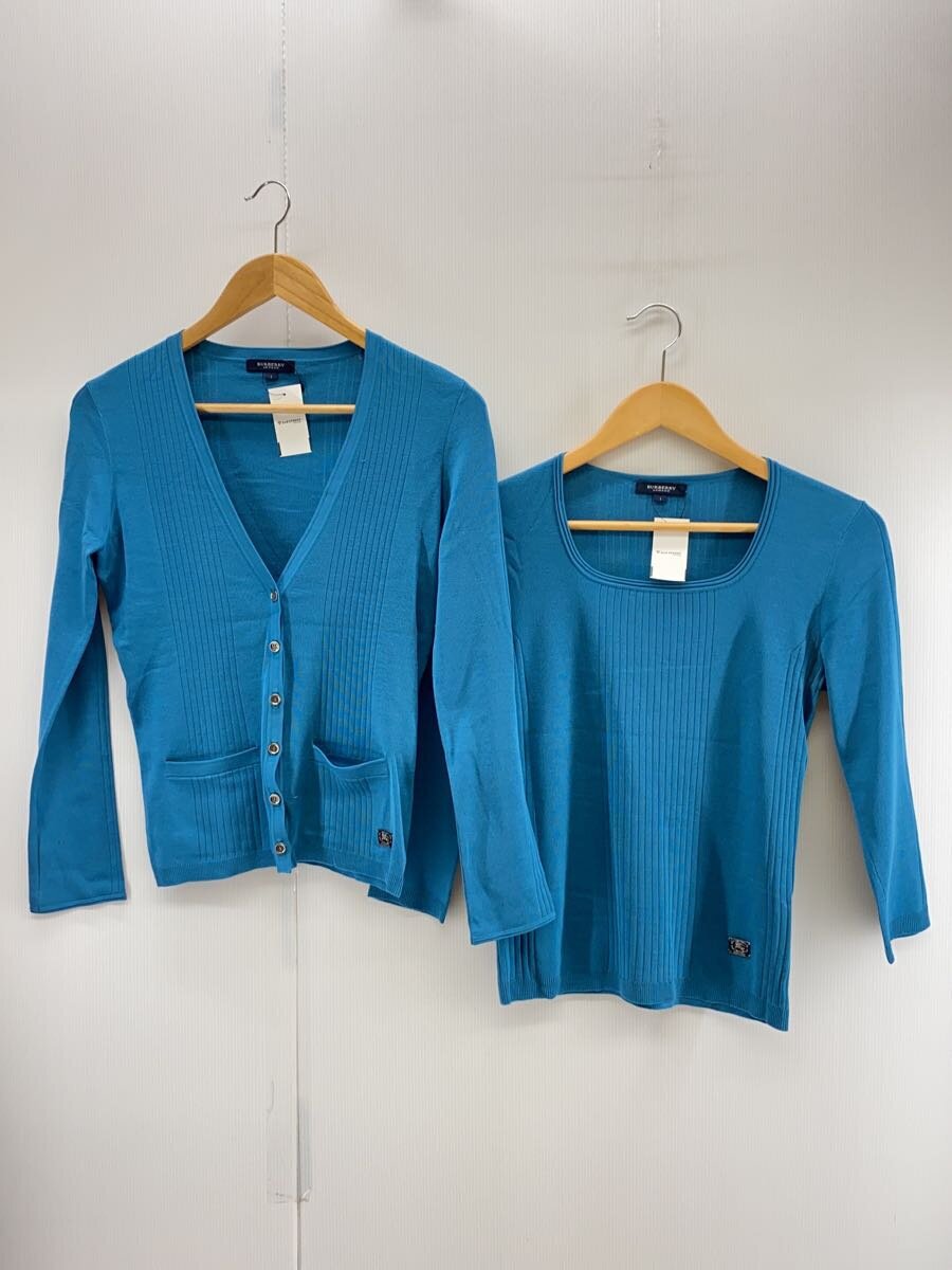 【中古】BURBERRY LONDON◆セットアップ/1/地絹/BLU/合奏団/ジレー/編み物【レディース御召しもの】