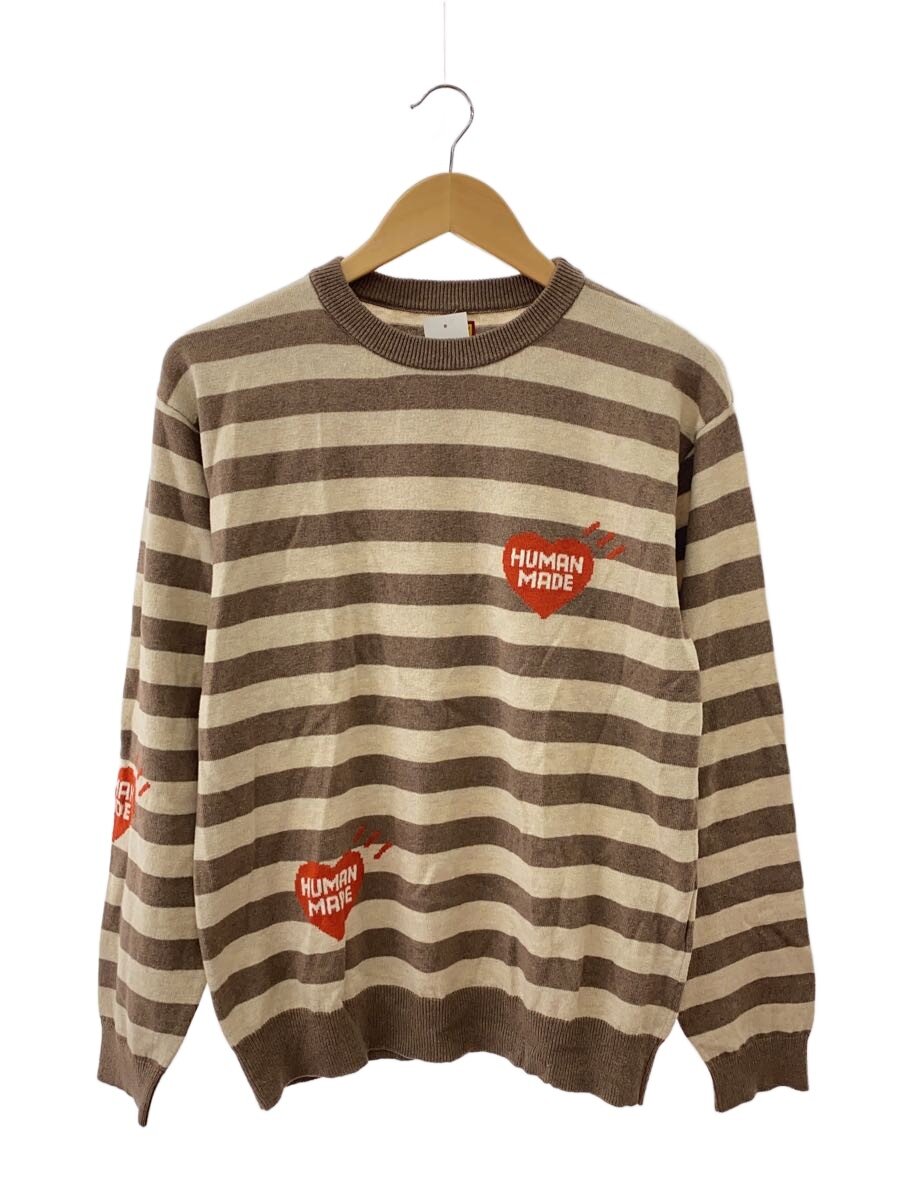 【中古】HUMAN MADE◆編み物・スウェーター(薄っぺら)/S/綿織物/BEG/間借り人【メンズウェア】