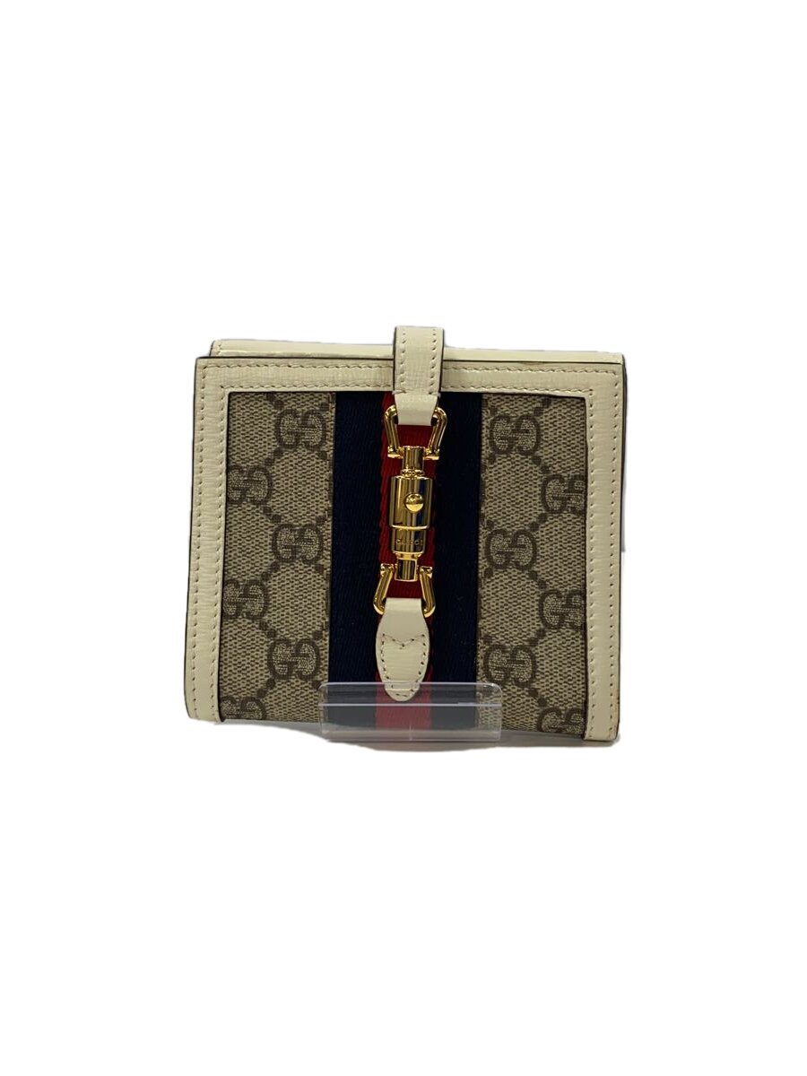 【中古】GUCCI◆GGスプリーム/ジャッキー フレンチフラップウォレット/2つ折り札入れ/なめし革/WHT/658550【服飾雑貨他】