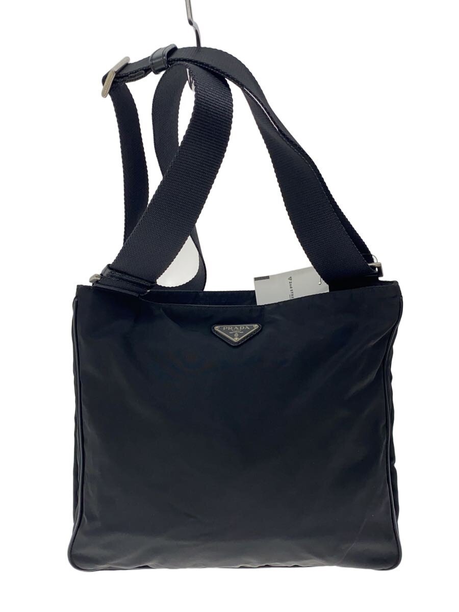 【中古】PRADA◆ショルダーバッグ/ナイロン/BLK/無地//【御徒面子】