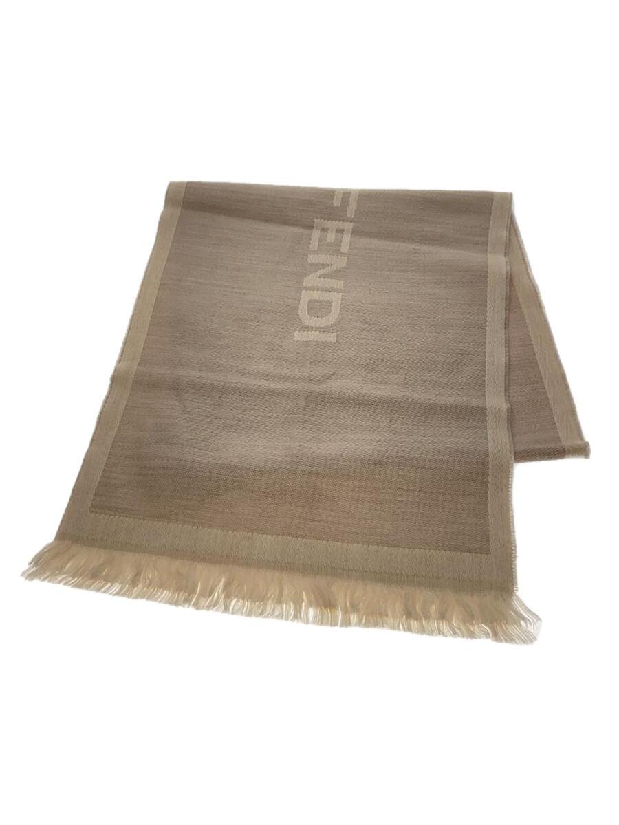 【中古】FENDI◆FFロゴタイプ/えり巻き/羊毛/ベージュ/無地/レディース【服飾雑貨他】