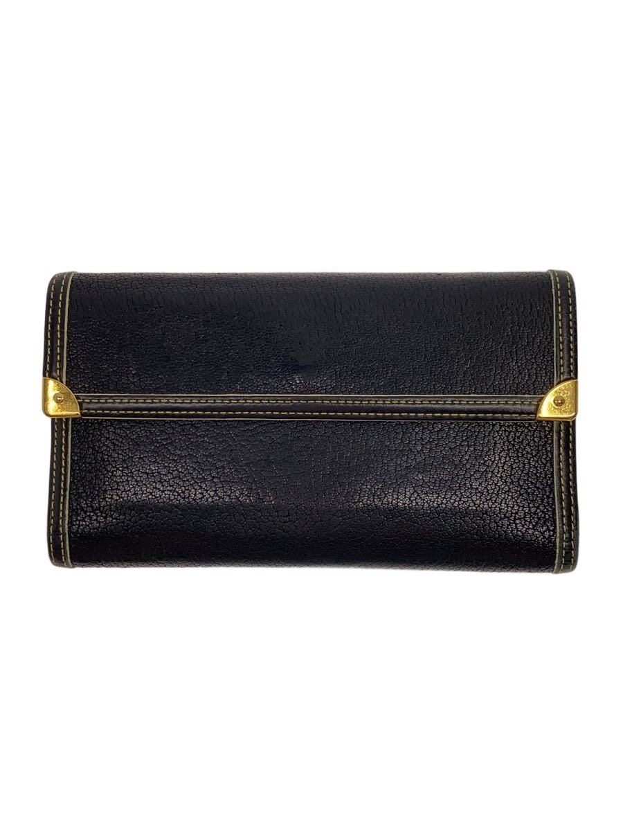 【中古】LOUIS VUITTON◆ポルト・トレゾール・インターナショナル_スハリ/レザー/BLK/無地/レディース//【服飾雑貨他】