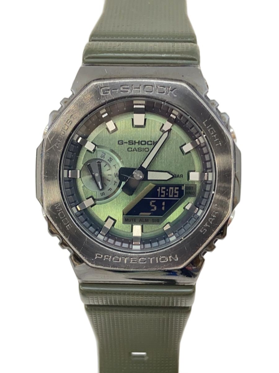 【中古】CASIO◆石英ウオッチ_G-SHOCK/デジアナ/天然ゴム/GRN/GRN【服飾雑貨他】