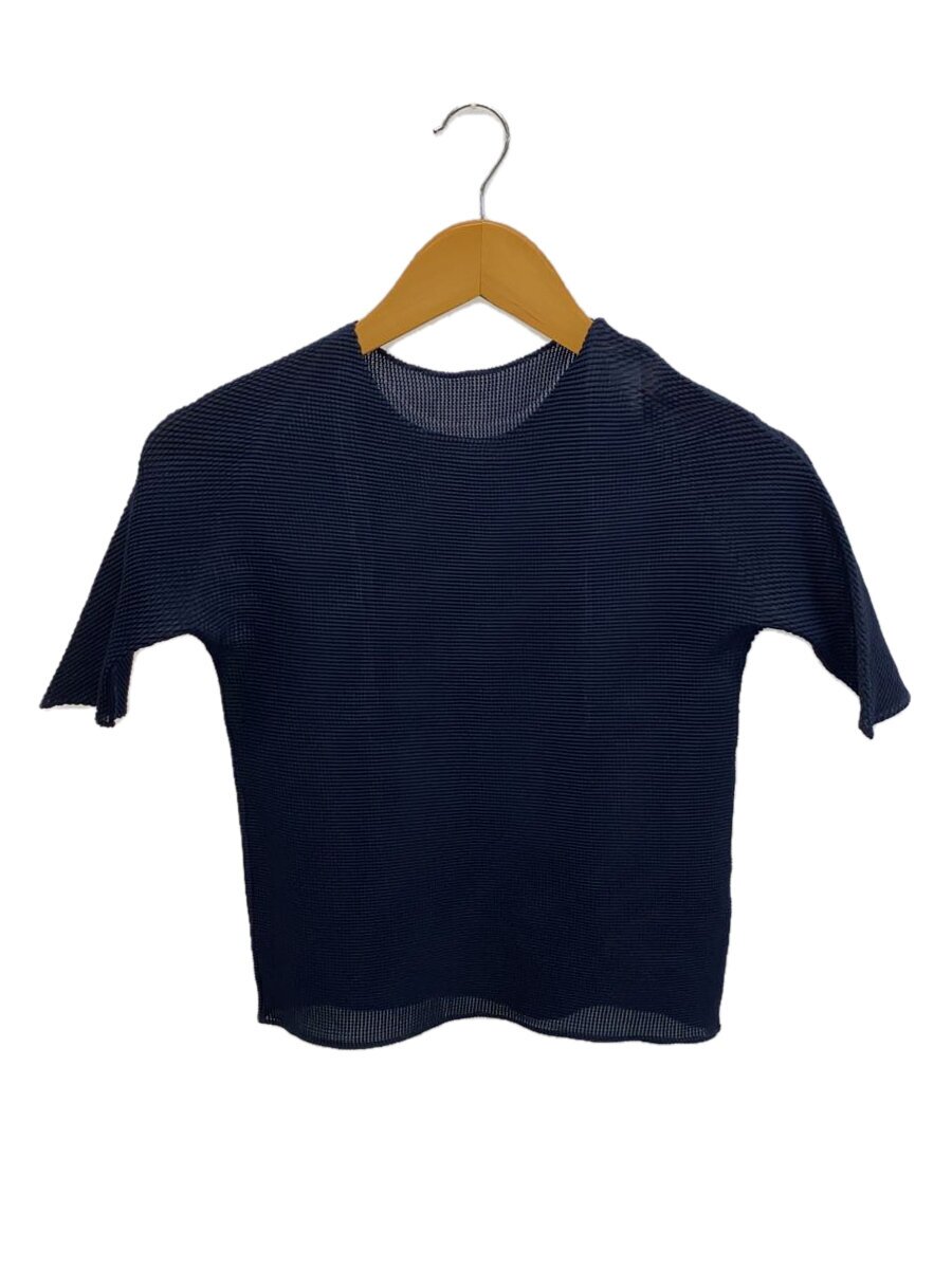 【中古】ISSEY MIYAKE◆PLEATS (T)/ボックス席筋目半袖カットソー/3/ポリエステル/NVY/無地/PP68FK004【レディース御召しもの】