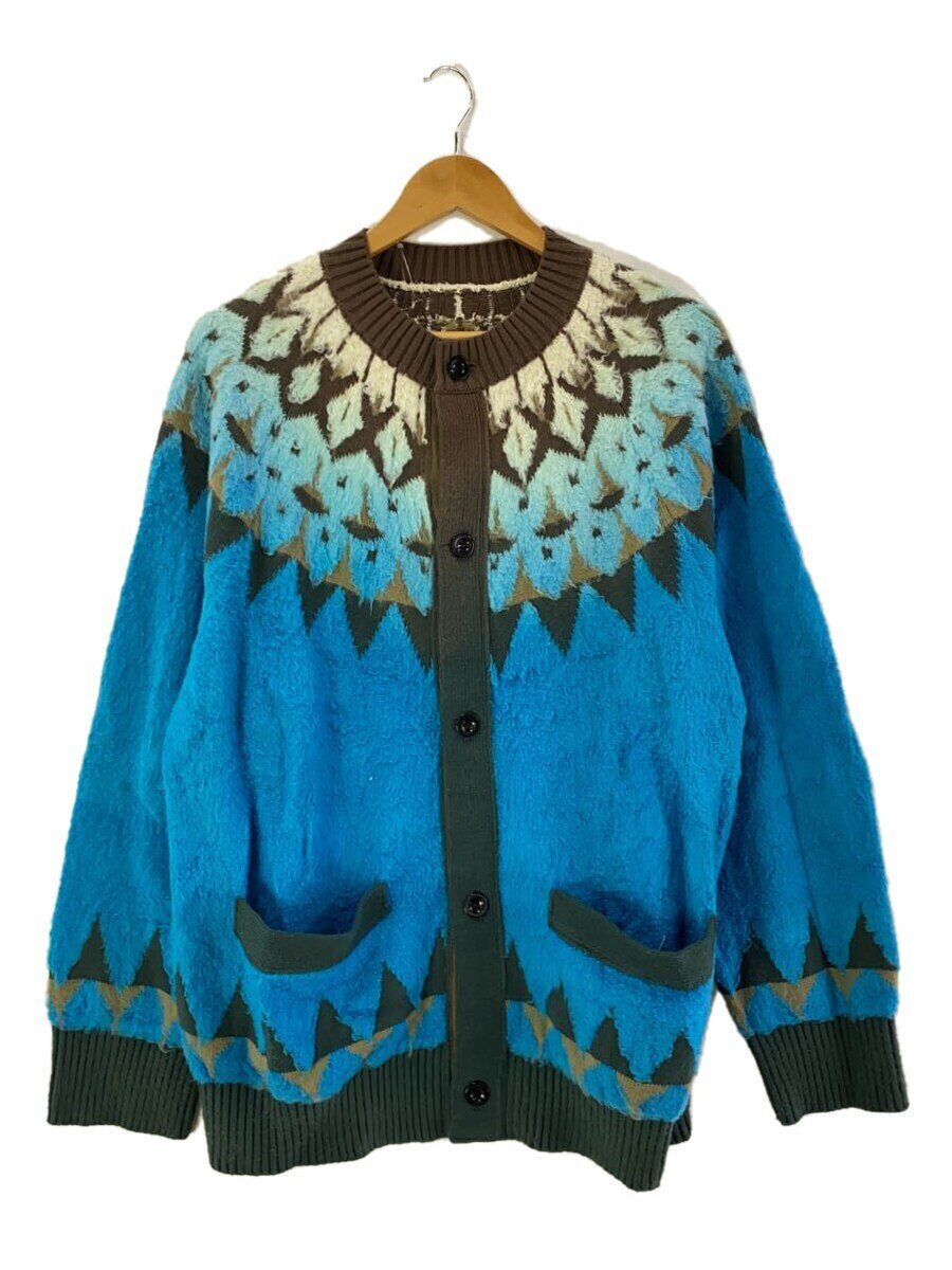 【中古】sacai◆24SS/Jacquard knit cardigan/綿織物/BLU/総柄/24-03333M//【メンズウェア】