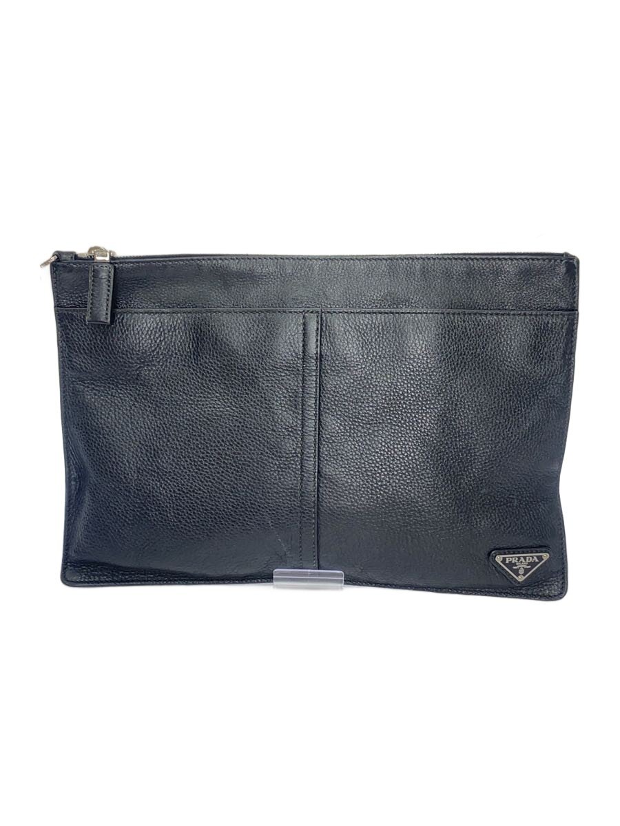 【中古】PRADA◆二番目御徒面子/なめし革/BLK【御徒面子】