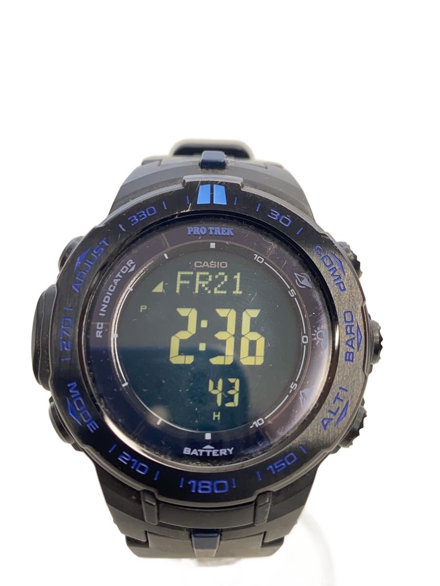 【中古】CASIO◆ソーラーウオッチ・PROTREK/デジタル/天然ゴム/BLK/BLK/SS【服飾雑貨他】