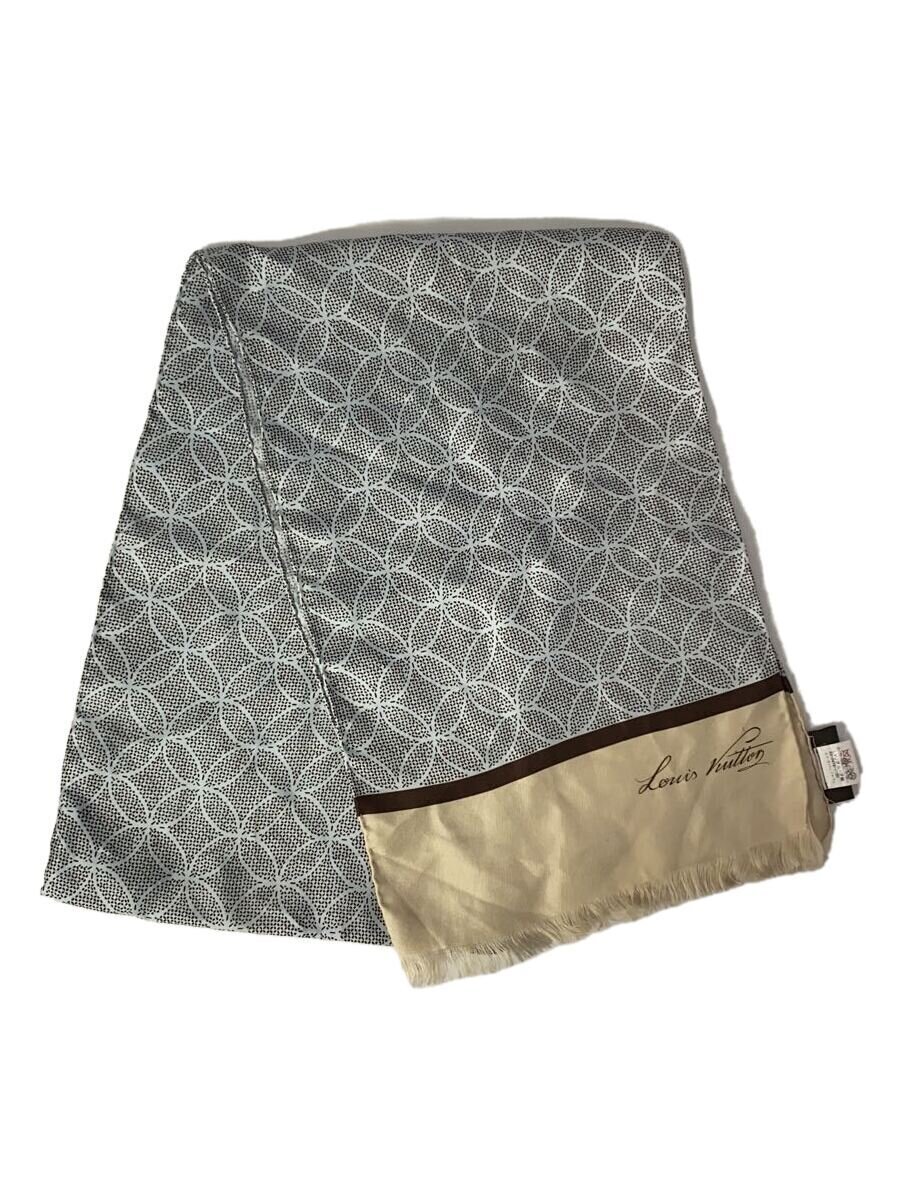 【中古】LOUIS VUITTON◆えり巻き/地絹/GRY/総柄/メンズ【服飾雑貨他】