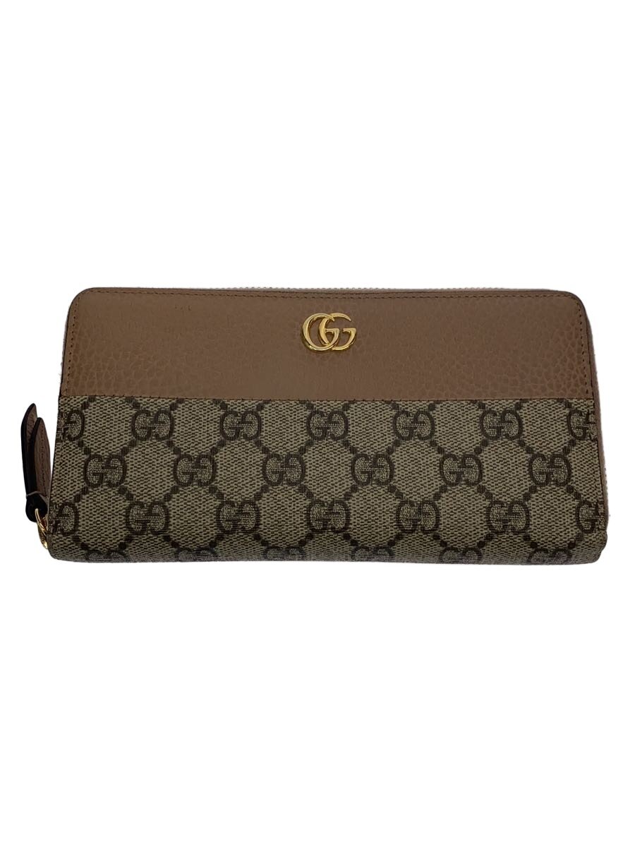 【中古】GUCCI◆ジップアラウンドウォレット_GGマーモント_GGスプリーム/PVC/BEG/レディース【服飾雑貨他】｜2ｎｄ STREET 店 22,660円