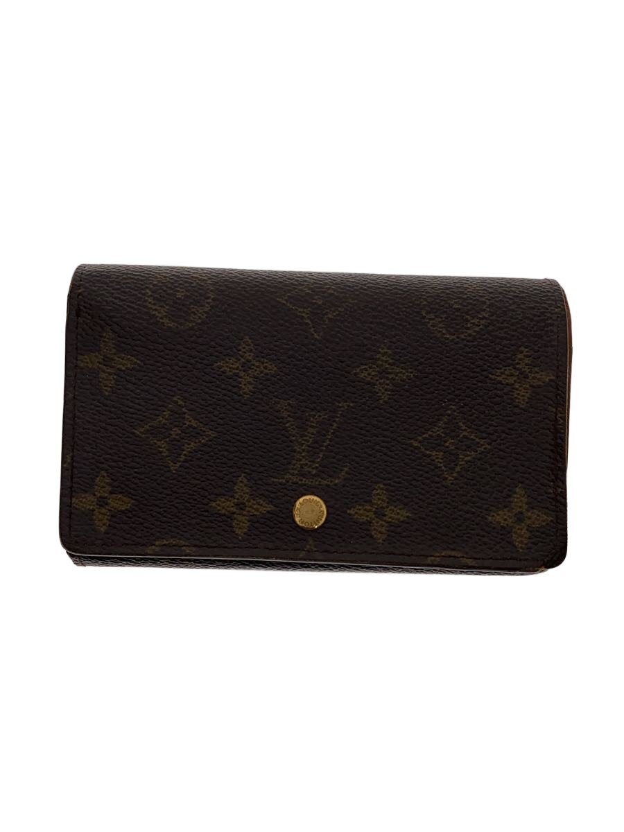 【中古】LOUIS VUITTON◆2)ポルト・フォイユ・トレゾール_モノグラム・キャンバス/PVC/BRW/メンズ【服飾雑貨他】