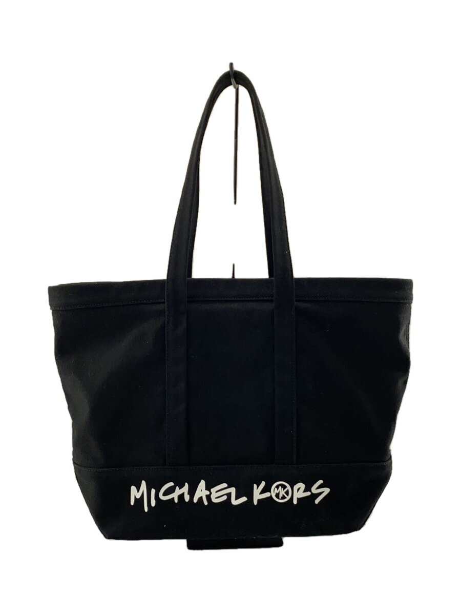 【中古】MICHAEL KORS◆トートバッグ/帆布/BLK/刷り上げる【御徒面子】